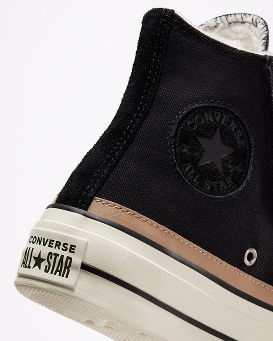 Zapatos Plataforma Converse Chuck Taylor All Star Lift Raw Edge Altas Mujer Negras Marrones | PE 40L7PE